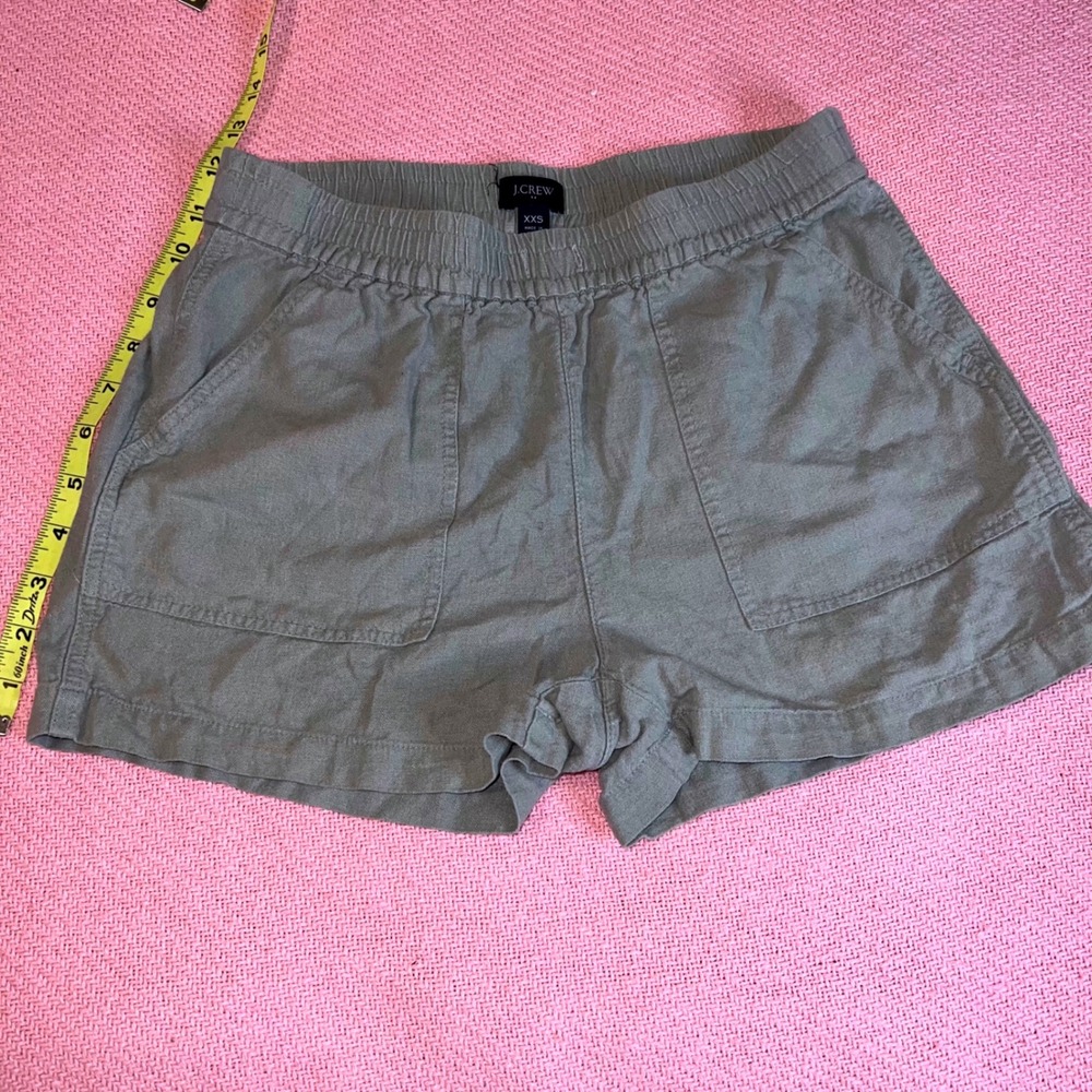 J.Crew Womens Linen Viscose‎ Blend Pull On Shorts Olive Green XXS Elastic Waist